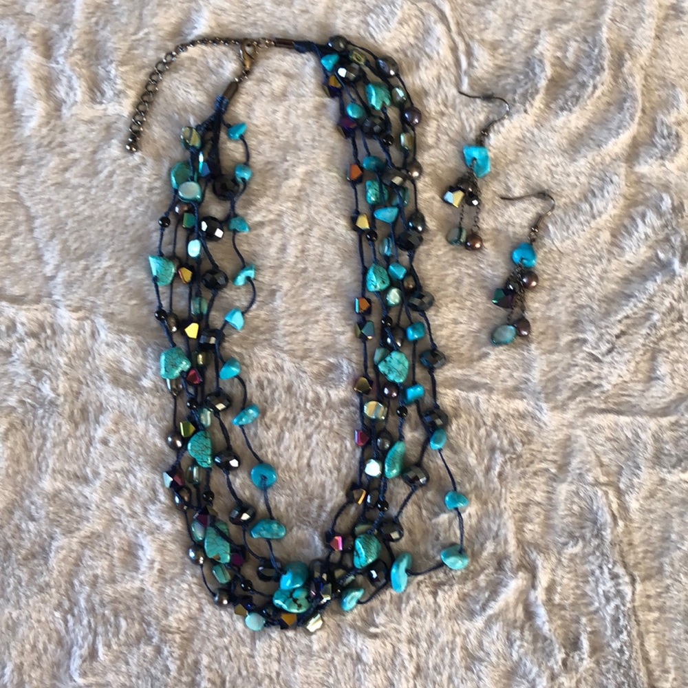 💖 Park Lane Genuine Turquoise Necklace & Earrings Set - Picture 3 of 6
